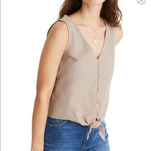Madewell tie front tank taupe